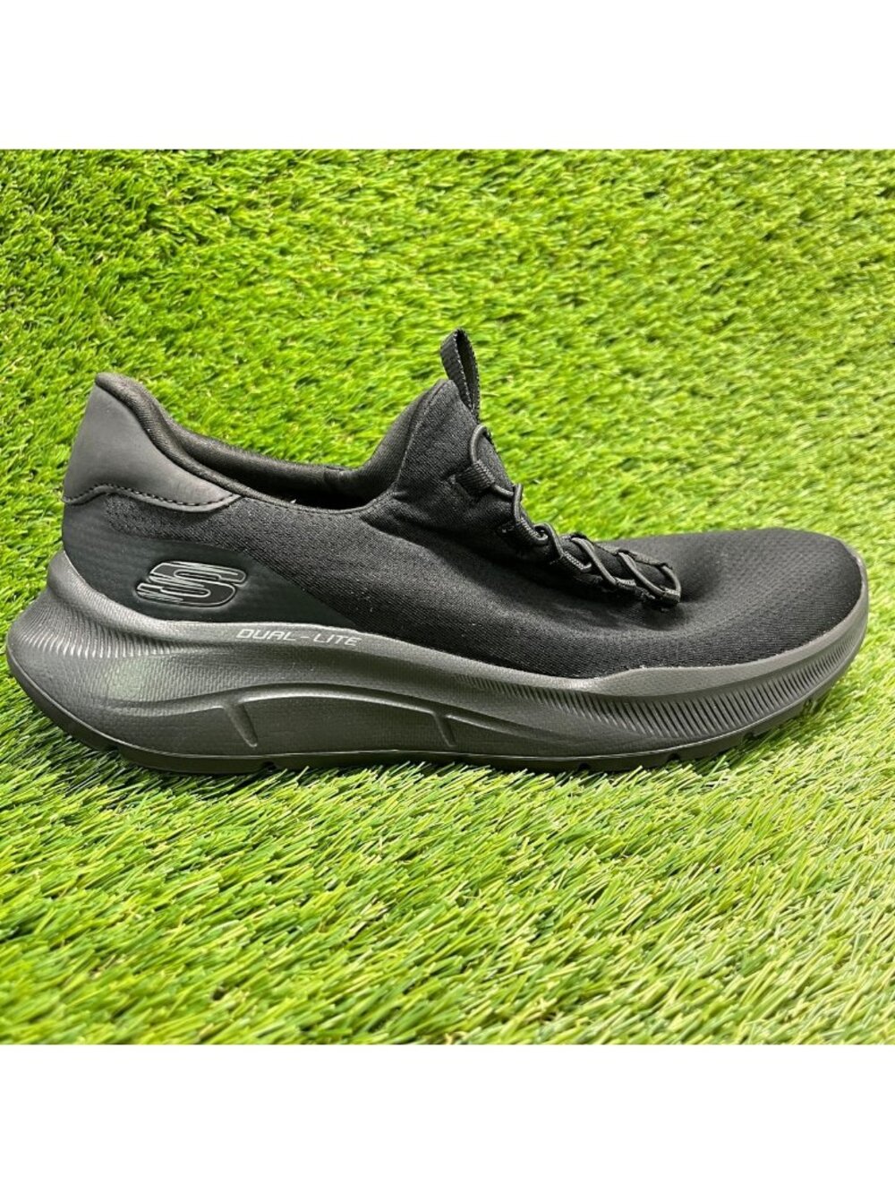 Skechers Equalizer 5.0 Lemba Mens Size 9.5 Black Athletic Slip On Shoes Sneakers